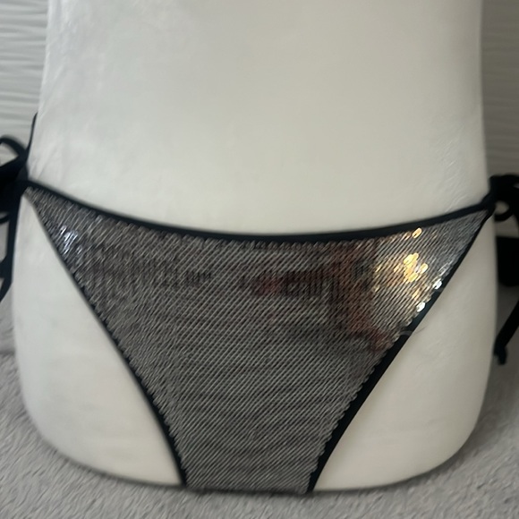 Just (Roberto) Cavalli bikini swimsuit silver sequins black size XS IT 40 - Picture 3 of 5